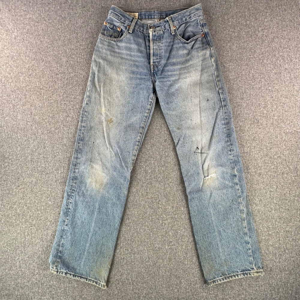 Levi's Jeans Womens 25 501 '90s Light Wash Blue Distressed Paint Splatter Fair